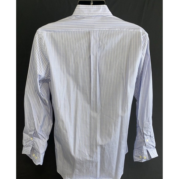 Ralph Lauren Custom Fit Blue White Striped Oxford Shirt Men's 15 1/2 32/33 - Picture 7 of 13